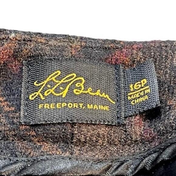 Vintage L.L. Bean Wool Plaid Pants Brown Size 16 Petite Excellent Condition - Picture 7 of 9